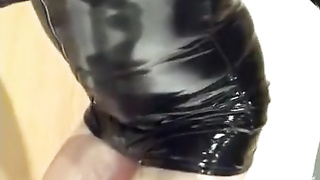 Playing in my black pvc body, nylons and plastic wrap II 3