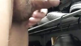 Sneaker Have Fun In Front Of Sneaker Rack