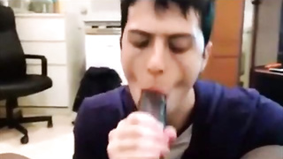 dude enjoys sucking a big black cock 10