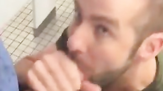 Handsome guy sucks dick in restroom stall 8
