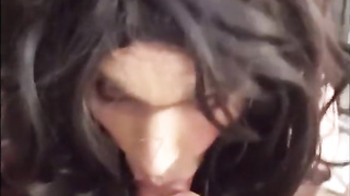 Pretty sissy sucks and swallows 14