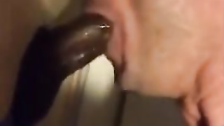 Sucking BBC at the glory hole with CIM and swallow 7