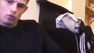 Cute guy jerks his big cock off 6