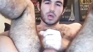 Fingering his hairy ass hole 9