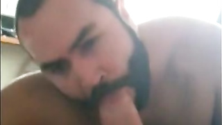 Bearded gay sucks big dick 9