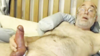 Bi Grandpa Plays With His Big Cock 8