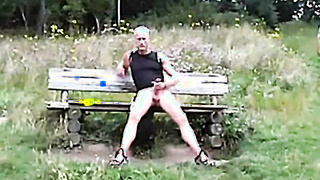 Exhibtionist caught wanking in the woods 6