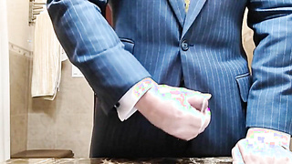 Big-Cock Daddy Strokes in Suit