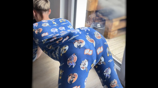 Young boy with onesie Pyjama and diaper