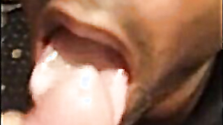 Black Twink Swallows White Cum in Interracial Blowjob