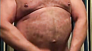 Amateur Daddy Bear Jacks Off In Bathroom Solo