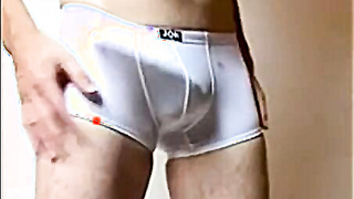 Big Cock Bulge in See-Through Lycra Underwear 2