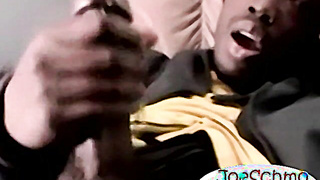 Nervous Isaac gets comfortable wanking off his BBC