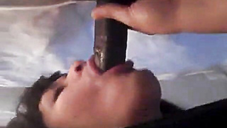 Black Cock Blowjob at Gloryhole by Crossdresser