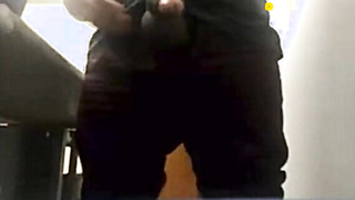 Brazilian Daddy Strokes His Big Uncut Cock at Work 2