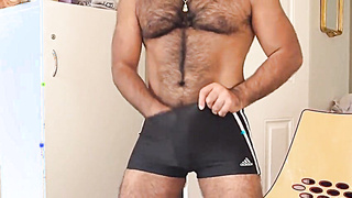 Hairy Asian Guy Strokes His Big Cock 4