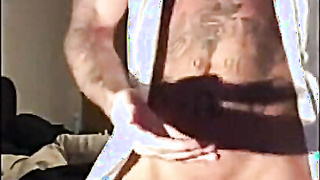 Tatted Stud Strokes His Big Cock Solo