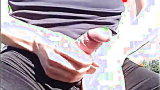 Big-Cock Hunk Strokes His Cock Outdoors