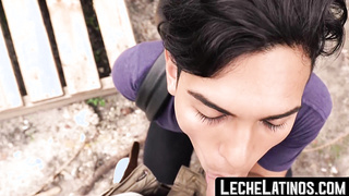LecheLatinos.com - Straight Latino twink's outdoor bareback fuck in a paid-to-be-gay POV