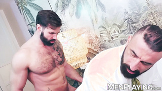 Suited Joe Casio submits to Drew Dixon for deep backside porking