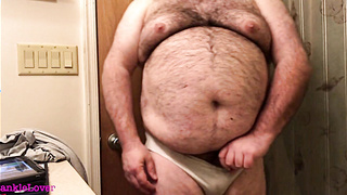 Hefty Hunk Jacks Clitty and Plays with Tummy and Bra-stuffers