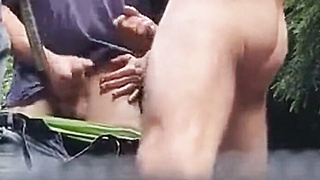 3 Daddies Tugging in the Forest