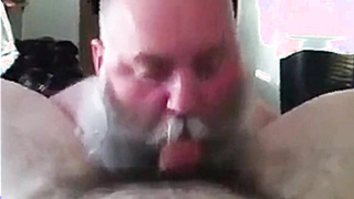 Bearded Dad Deepthroats Large Meatpipe