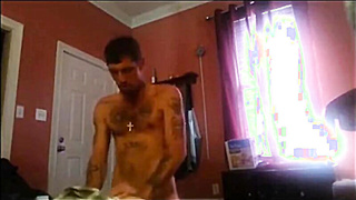 Tattooed Suspended Thug Breeds a XXL Wolf No condom