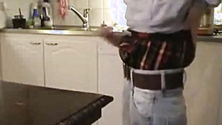 Youngster Sagger Shoots a Stream on the Table