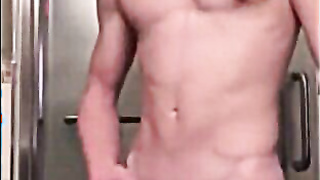 Bulky Youngster Faps His Yam-sized Trouser snake in Shower Solo