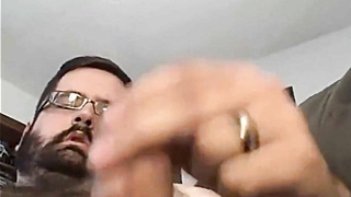 Enormous Hairy man Gets a Hj from a XXL-Cocked Amateur