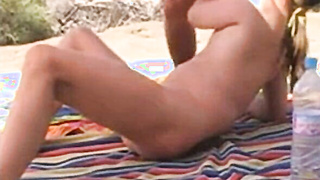 Sans a condom Joy on the Beach with Outdoor Duo