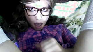 Crossdresser Paulina Dame's Solo Self-Facial cumshot