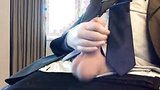 Suited Silver Fox Milks Off Solo