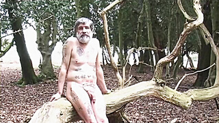 Bearded Parent Undresses Outdoors