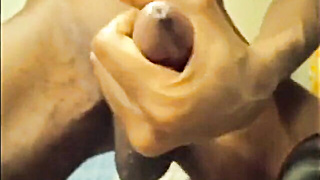 Black man masturbates off his huge jizz-shotgun and jizzes rigid