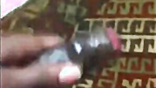 Black Amateur Masturbates His Humungous Uncircumcised Lollipop