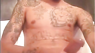 Black Dude Wanks and Ejaculates All Over Couch