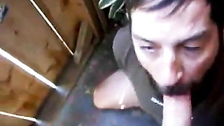 Bearded Dad Deep throat by the Roadside