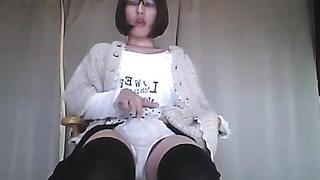 Asian Crossdresser Stroking Solo