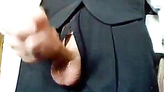 Amateur Father Masturbating Rigid in a Suit