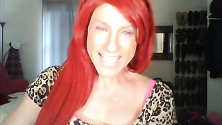 Massive-Beefstick Crossdresser in Nylons Pops on Web cam