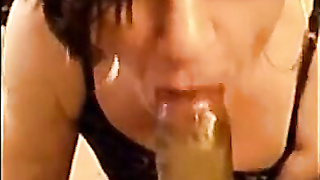 Mature T-girl Cockslut Takes on a BIG BLACK COCK for a Stiff Drilling