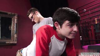 Brown-Haired lad smacking with jizz flow