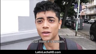 Youthful Fledgling Latino Lad Dude Plumb Stranger For Smartphone Currency