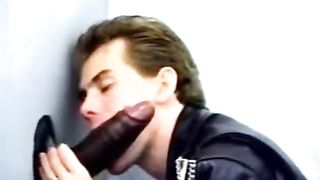 Milky man fellates a humungous dark-hued schlong