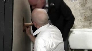 Parent & grandfather deep throating manmeat at gloryhole