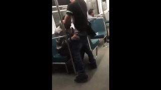 Asian twink get's BJ from older man in a subway