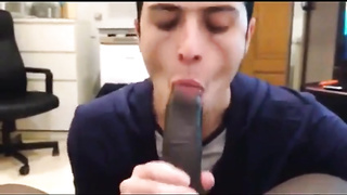White Mexican Young Boy Sucking Black Cock Eating Cums