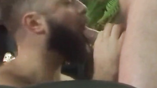 Bearded guy suck and swallow